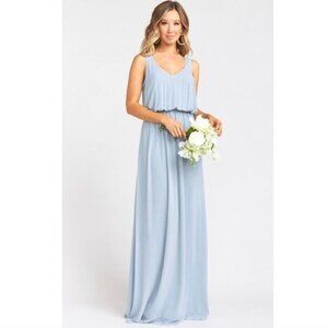 NWT SMYM Kendall Maxi Dress in Steel Blue Chiffon